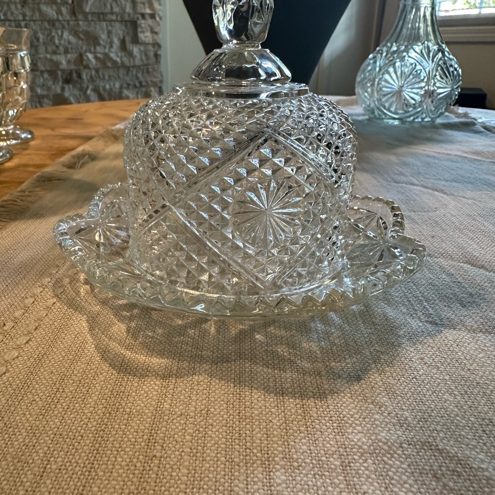 Crystal Glass Butter Dish